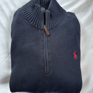 Polo by Ralph Lauren Blue Zip Up Sweater with Ribbed Collar